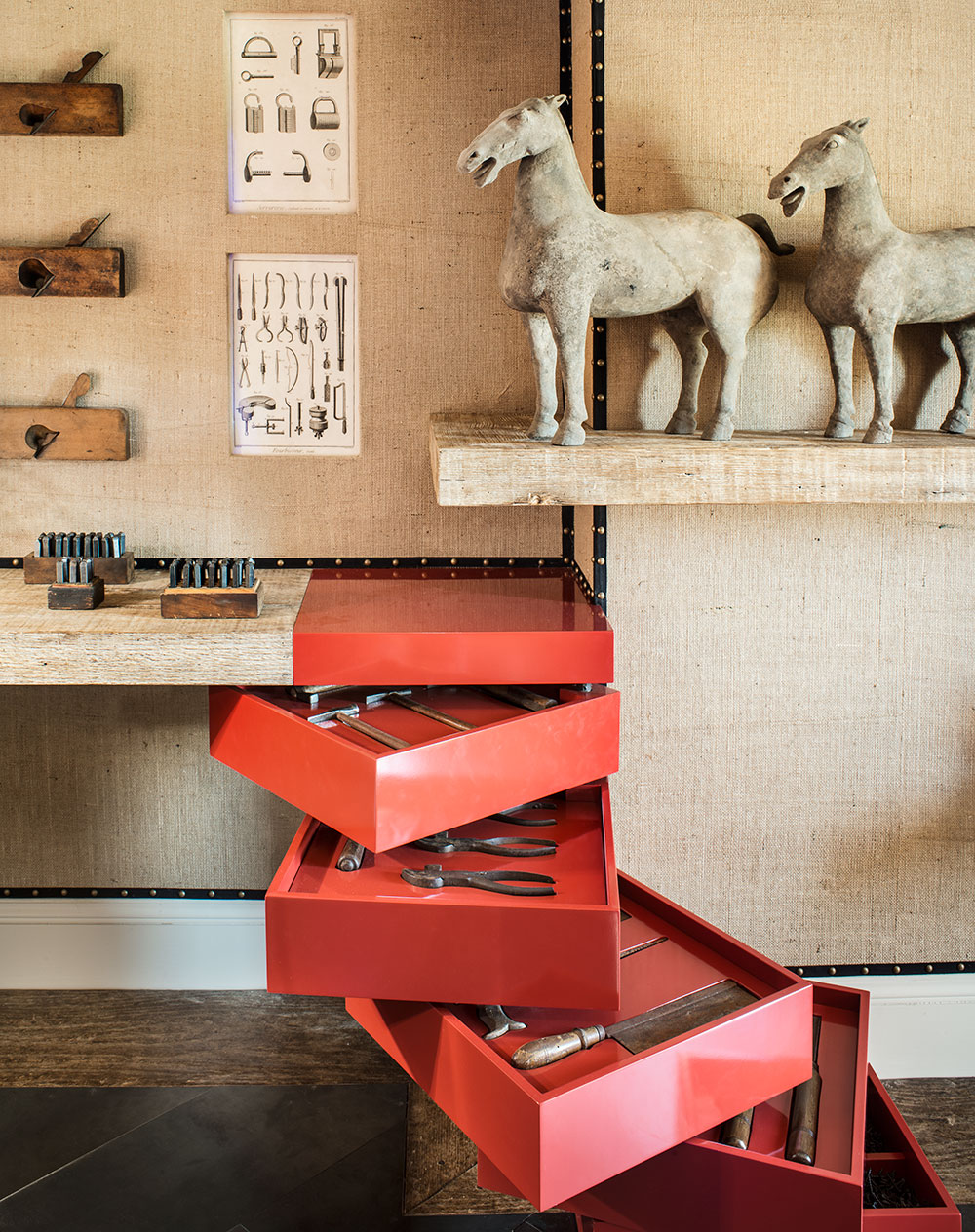 Swivel-red-lacquer-drawers-Pacific-Heights-Attelier-2013-San-Francisco-Decorator-Showcase-Antonio-Martins-Interior-Design